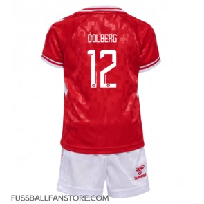 Dänemark Kasper Dolberg #12 Replik Heimtrikot Kinder EM 2024 Kurzarm (+ Kurze Hosen)